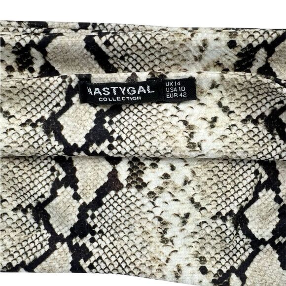 Nasty Gal Tan Snakeskin Strapless Bandeau Bikini Tube Top Size 10 - Picture 5 of 5